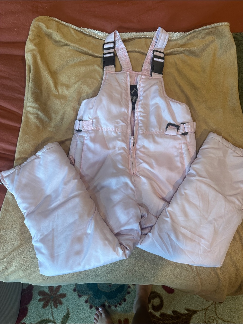 Kids Waterproof Snow Bibs - Light Pink